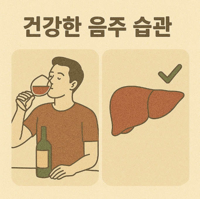 술을 마시는 남자의 모습과 간 이미지