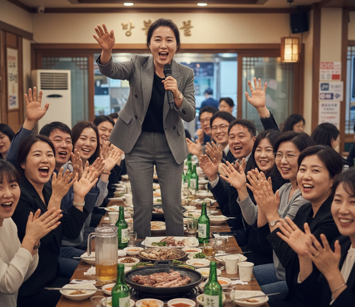 선창 후창 건배사하는 모습