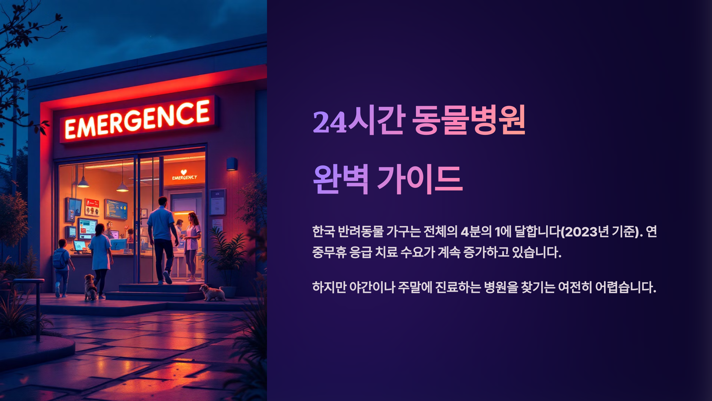 24시간 동물병원 완벽 가이드: 전국 위치&middot;비용&middot;응급서비스 비교