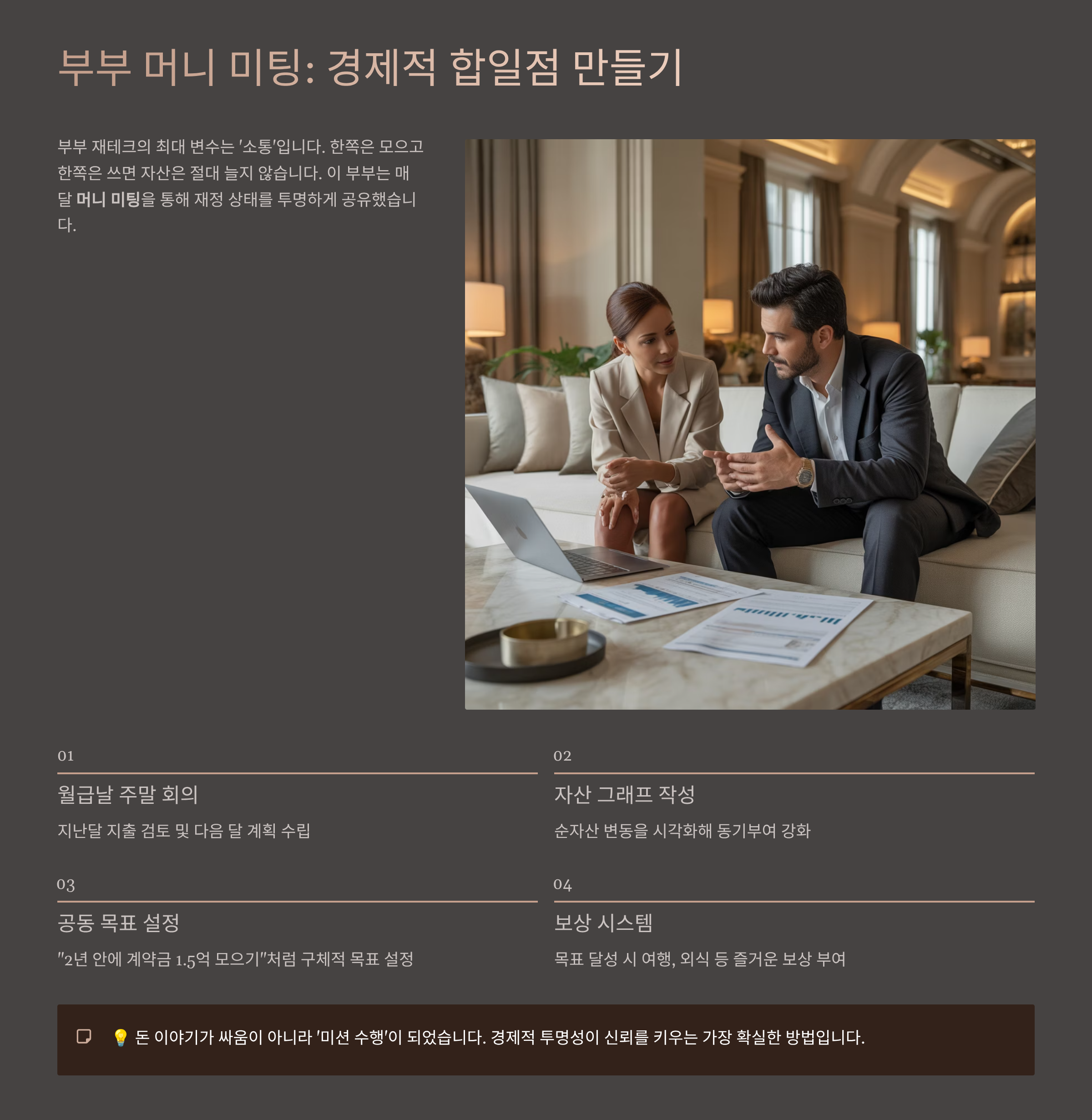 부부 머니 미팅으로 ‘경제적 합일점’ 만들기