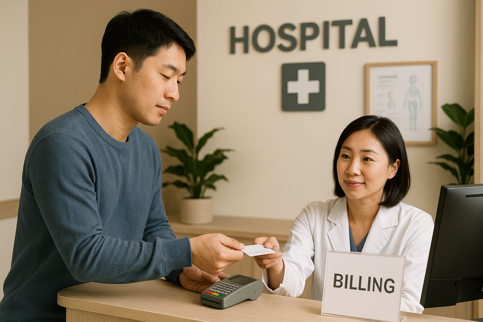 병원 환급비 받는 모습