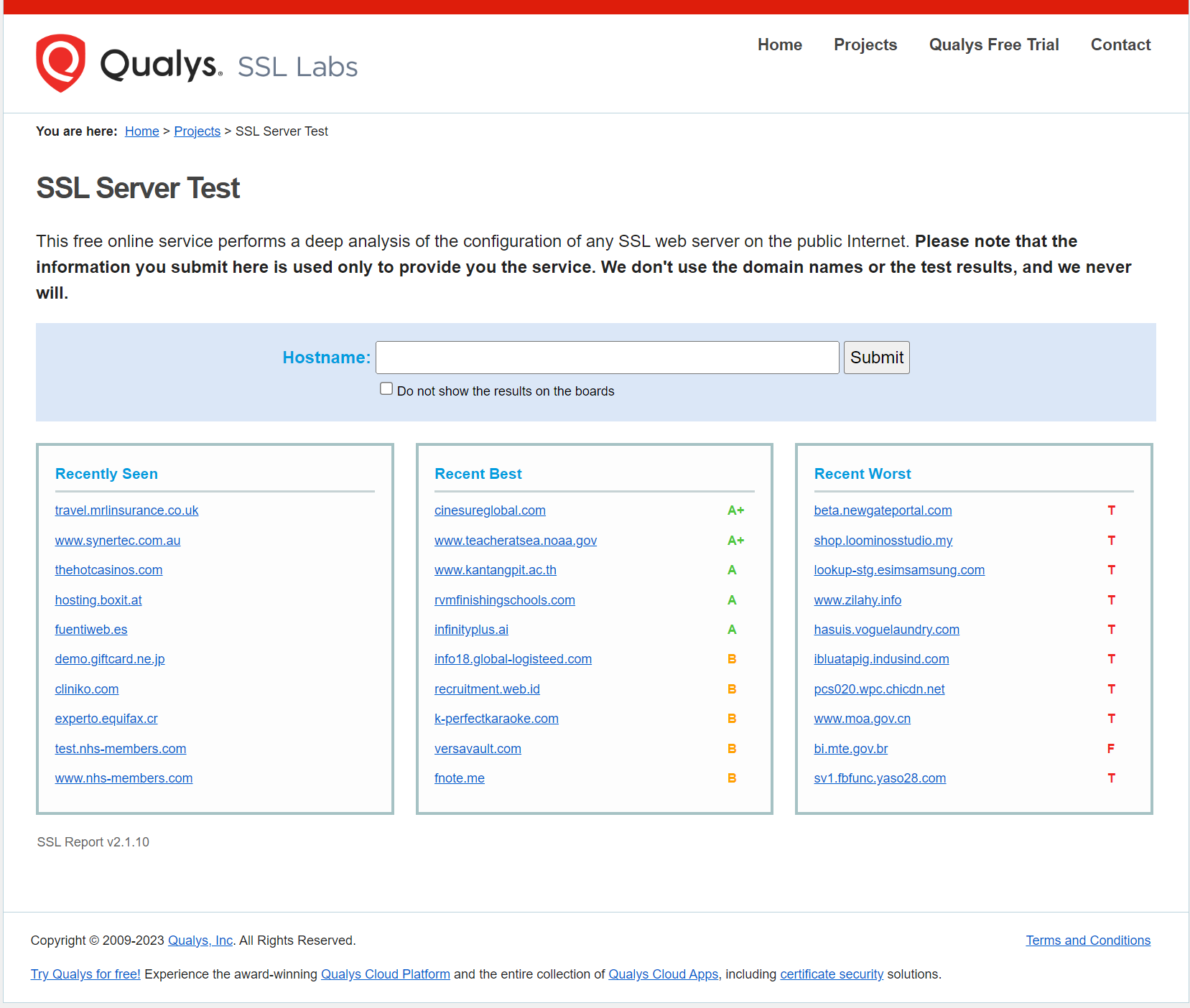 SSLLab의 SSL Server Test