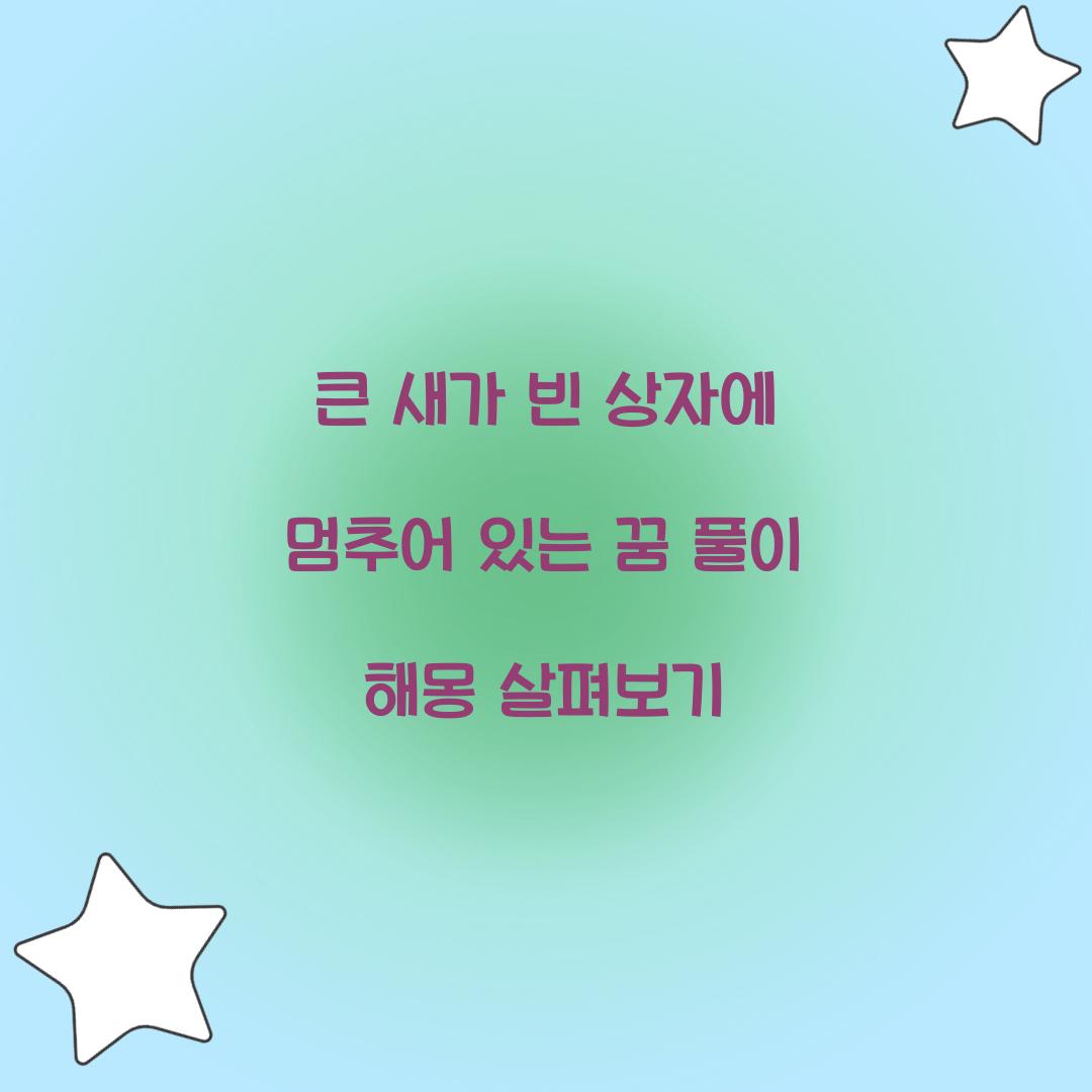 큰 새가 빈 상자에 멈추어 있는 꿈 풀이 해몽 해석