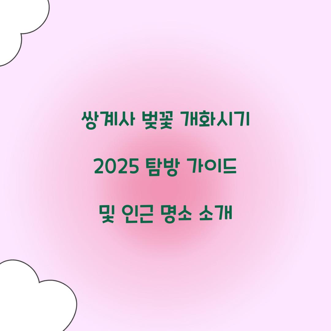 쌍계사 벚꽃 개화시기 2025