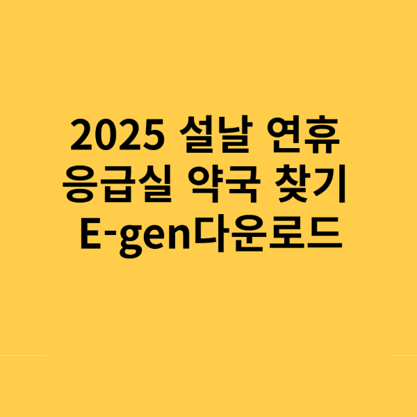 2025 설날 연휴 응급실 약국 찾기 E-gen다운로드