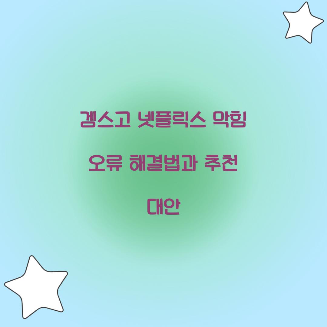 겜스고 넷플릭스 막힘 오류