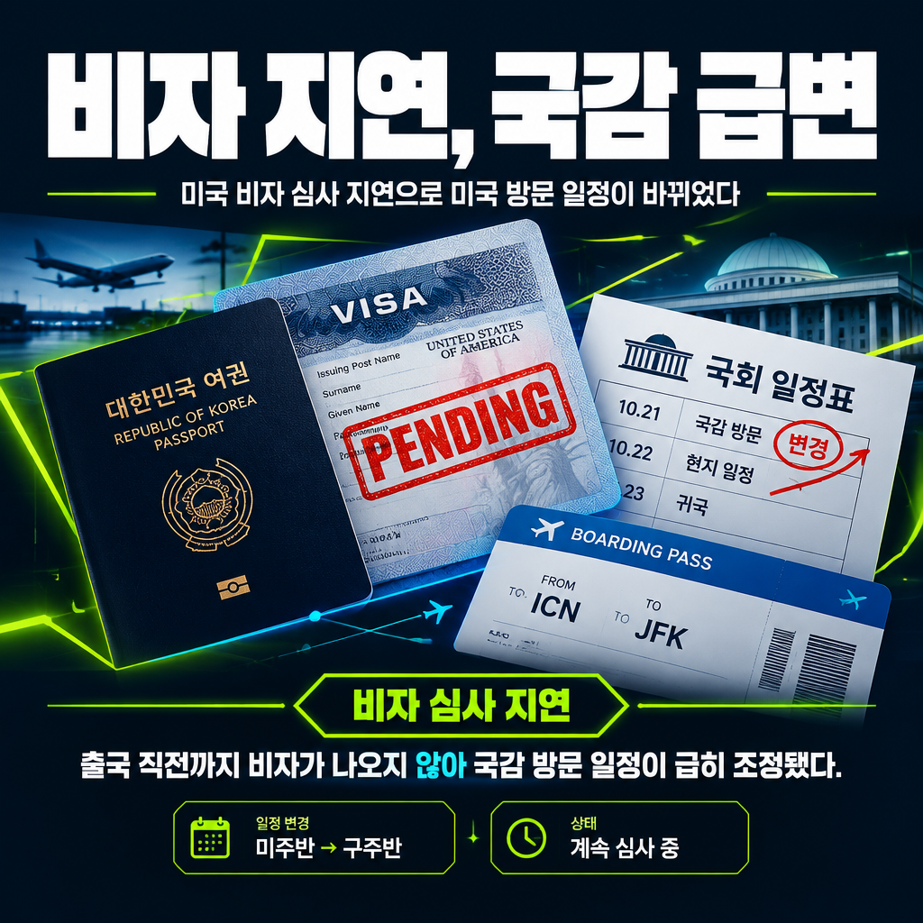 비자 지연, 국감 급변