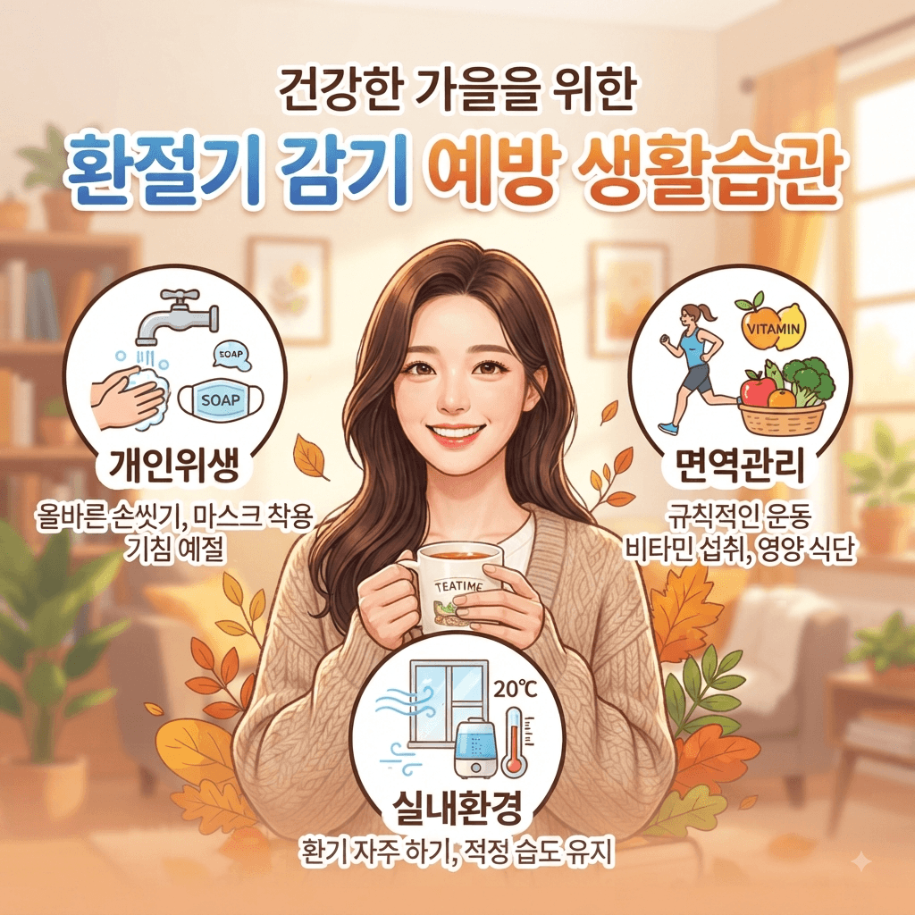 환절기 감기 예방 생활습관 (개인위생, 면역관리, 실내환경)