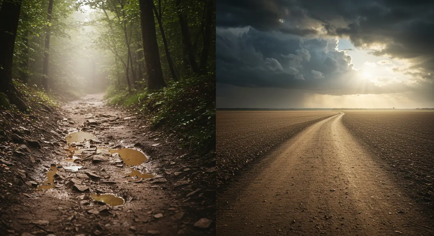 무직자와 재직기간이 짧은 근로자의 대출 조건 차이를 상징하는 두 갈래 길