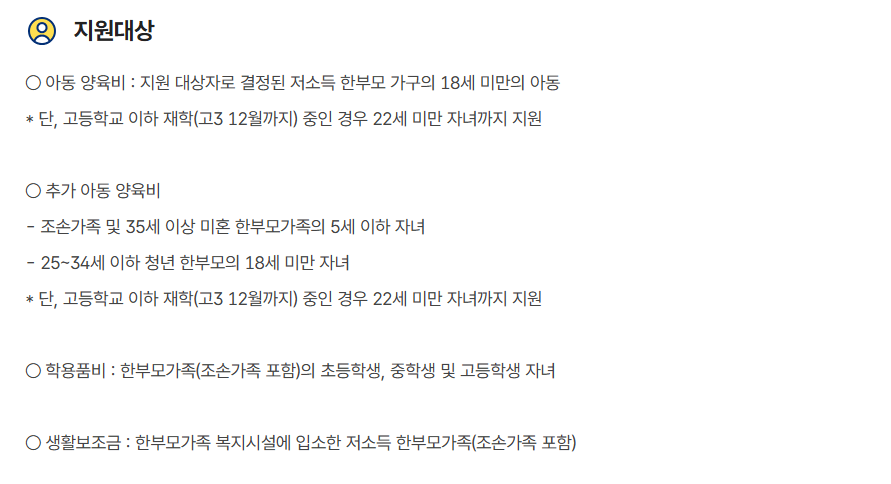 한부모가족 아동양육비