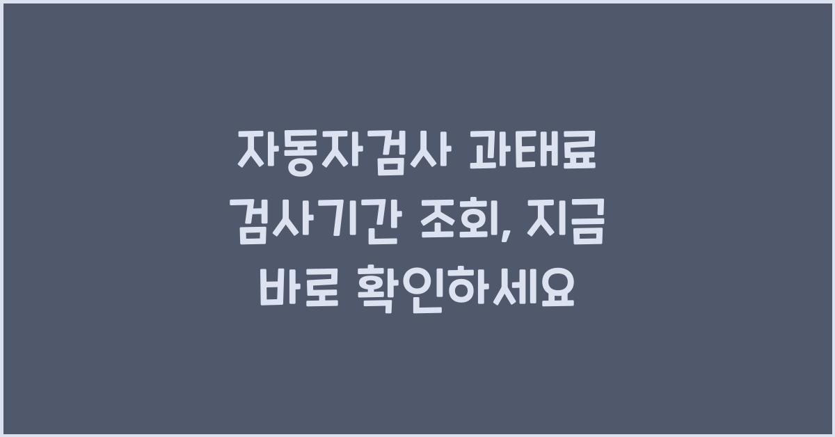 자동자검사 과태료 검사기간 조회