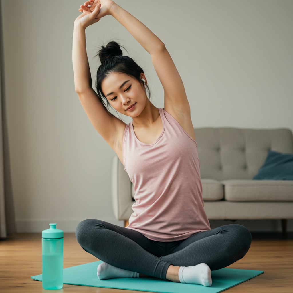 여성 러너 스트레칭