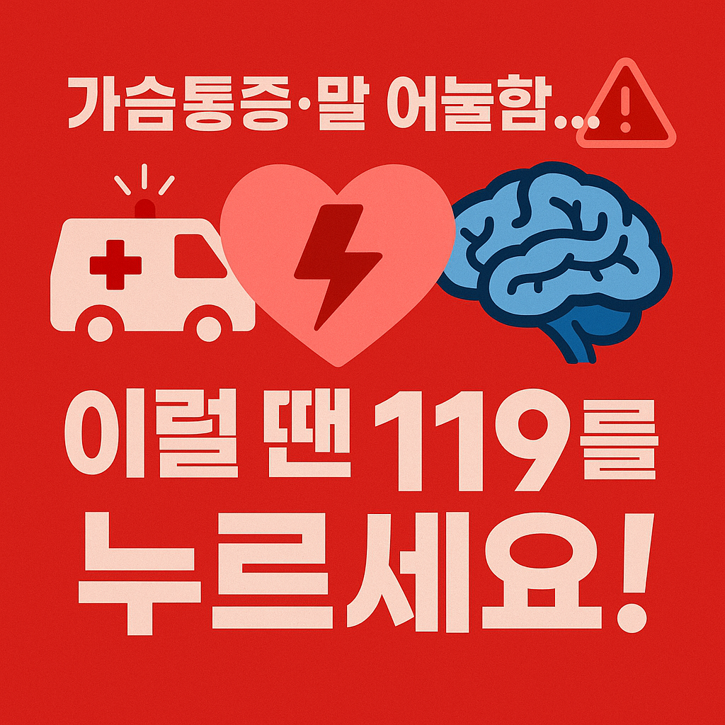 심근경색과 뇌졸중의 응급증상을 상징하는 심장과 뇌 이미지