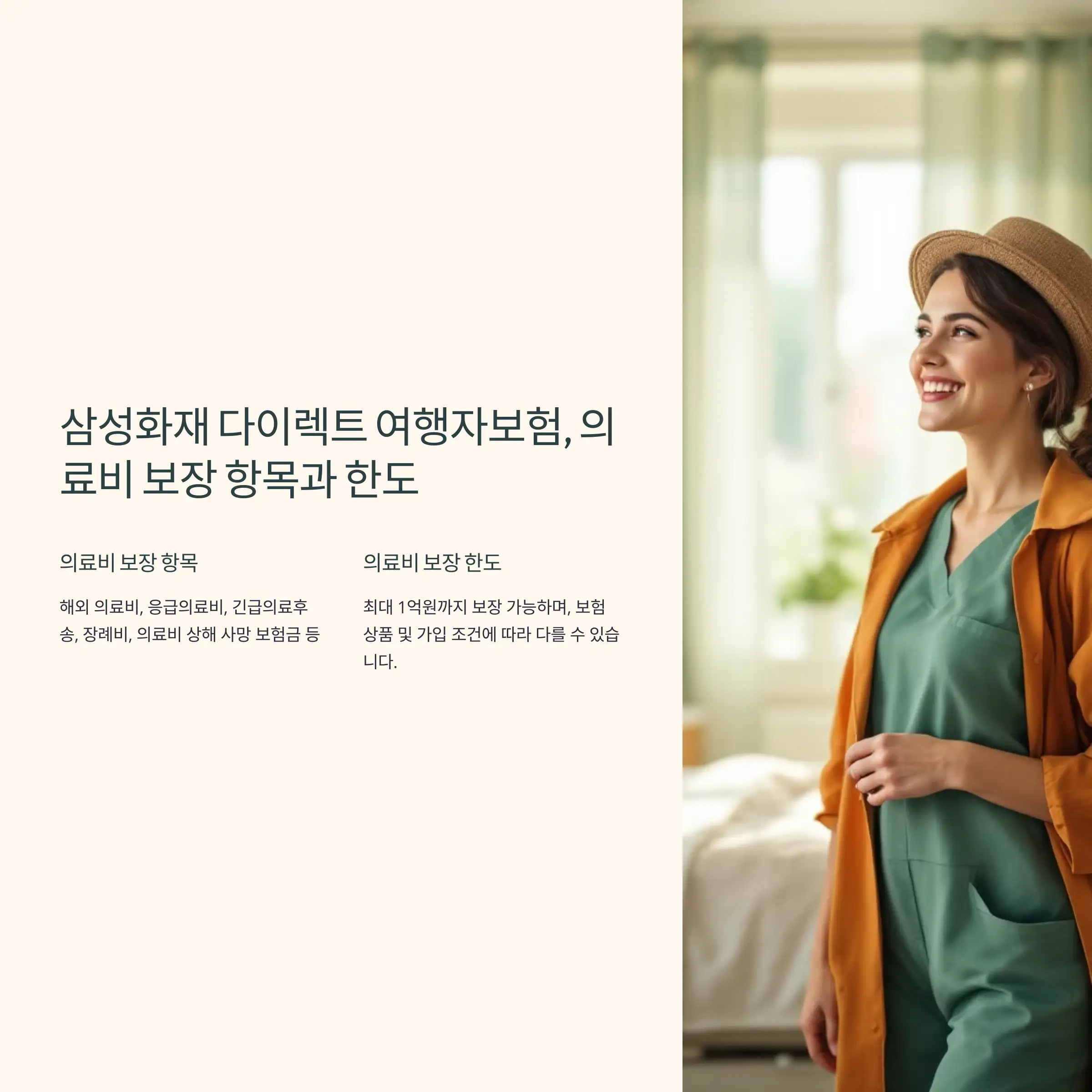 삼성화재 다이렉트 여행자보험, 의료비 보장 항목과 한도