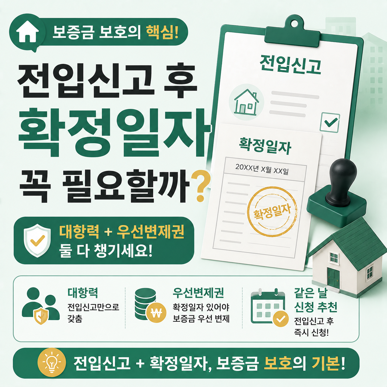 전입신고와 확정일자 서류를 함께 놓고 살펴보는 이미지