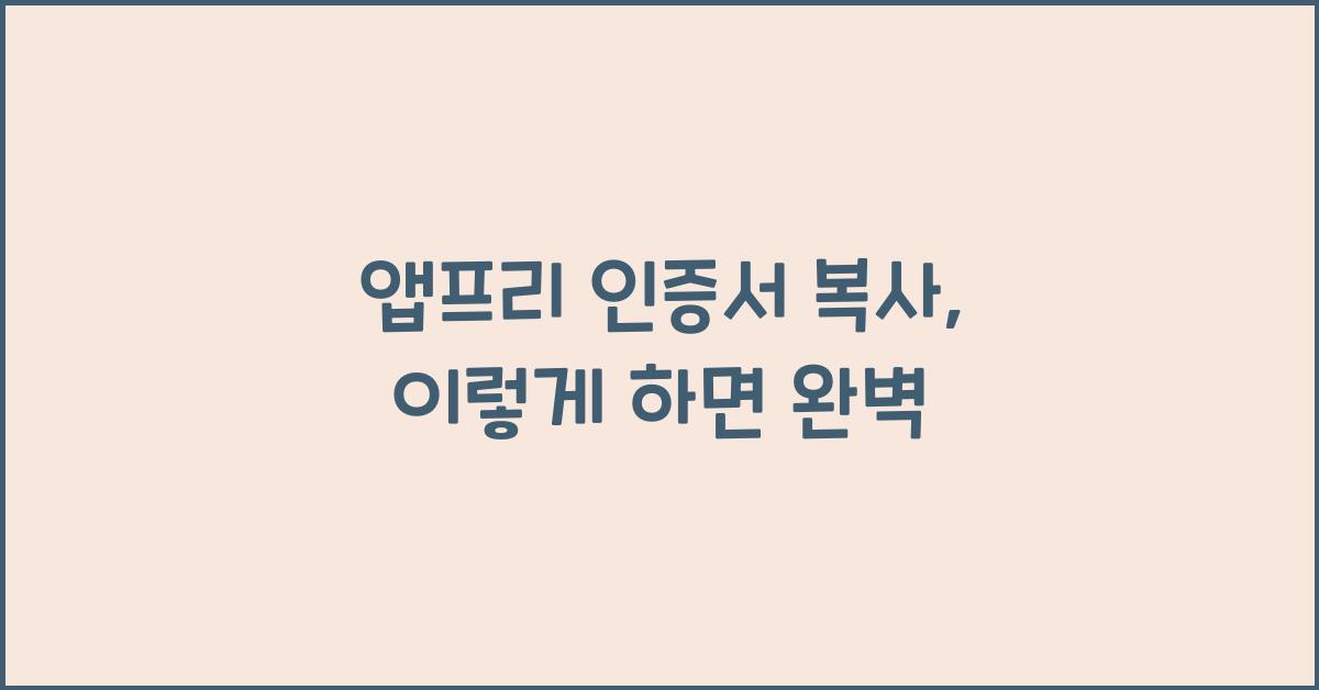 앱프리 인증서 복사