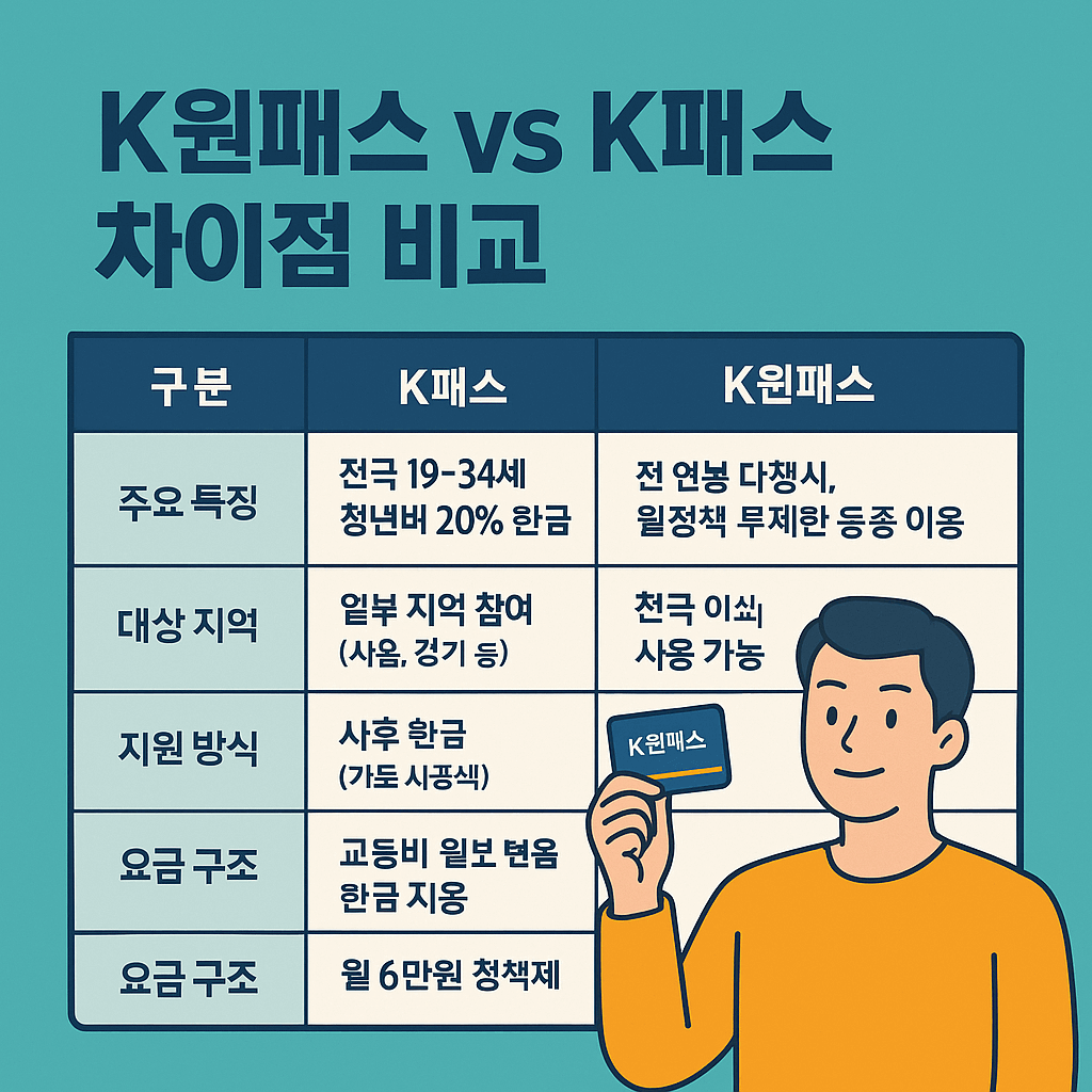 K-원패스 신청방법 및 비교 혜택 총정리! (K패스 차이점)