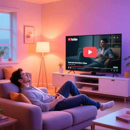 유튜브 프리미엄 라이트 마무리 섹션 이미지 - 유튜브 프리미엄으로 TV로 즐기면서 자는 사람 이미지
