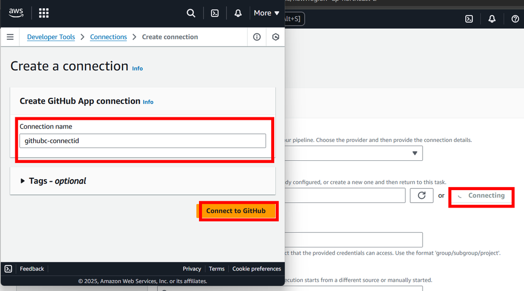 CodePipeline - Create a connection