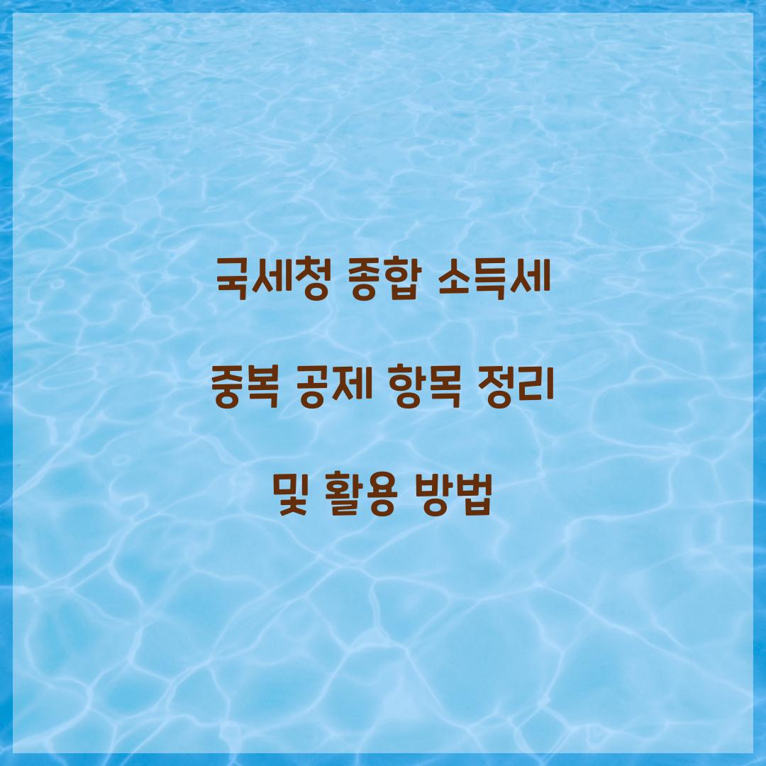 국세청 종합 소득세 중복 공제 항목 정리