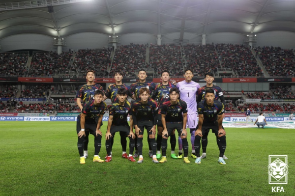 한국 축구국가대표팀 코스타리카 평가전 선발 출전선수 기념사진