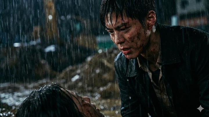 격투 끝에 민주영을 제압하고, 그를 내려다보는 윤동주