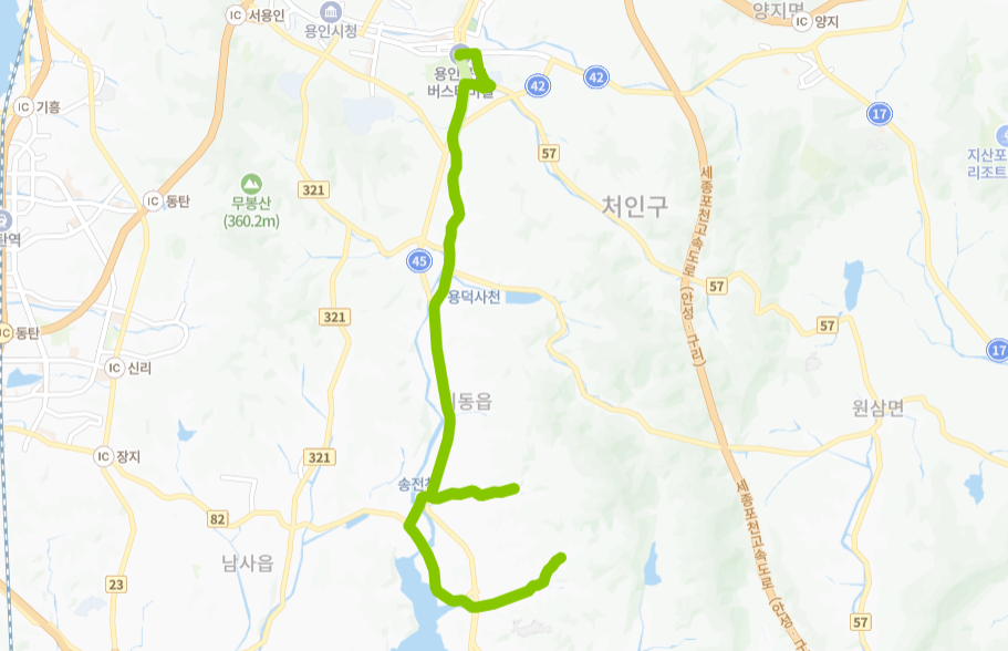 용인-91번-버스-노선-지도