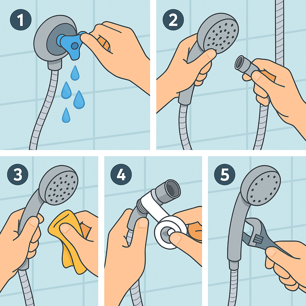 샤워기 단계별 교체 및 마감 방법
