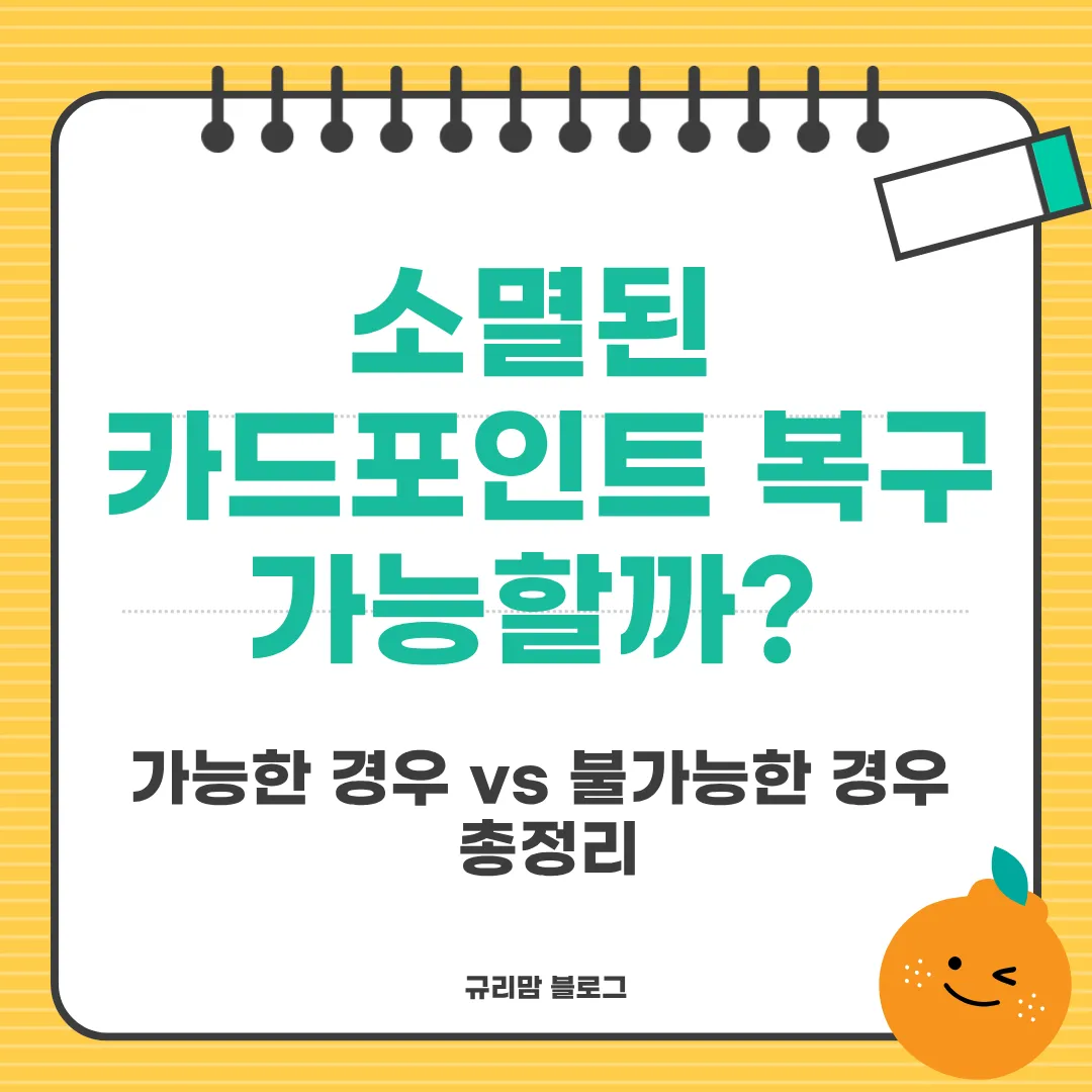 소멸된 카드포인트 복구 가능할까? 가능한 경우 vs 불가능한 경우 총정리