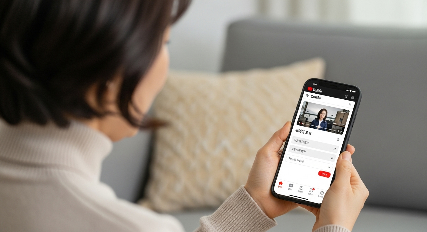 스마트폰으로 유튜브에 영상을 업로드하는 모습