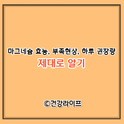마그네슘 효능&#44; 부족현상&#44; 하루 권장량