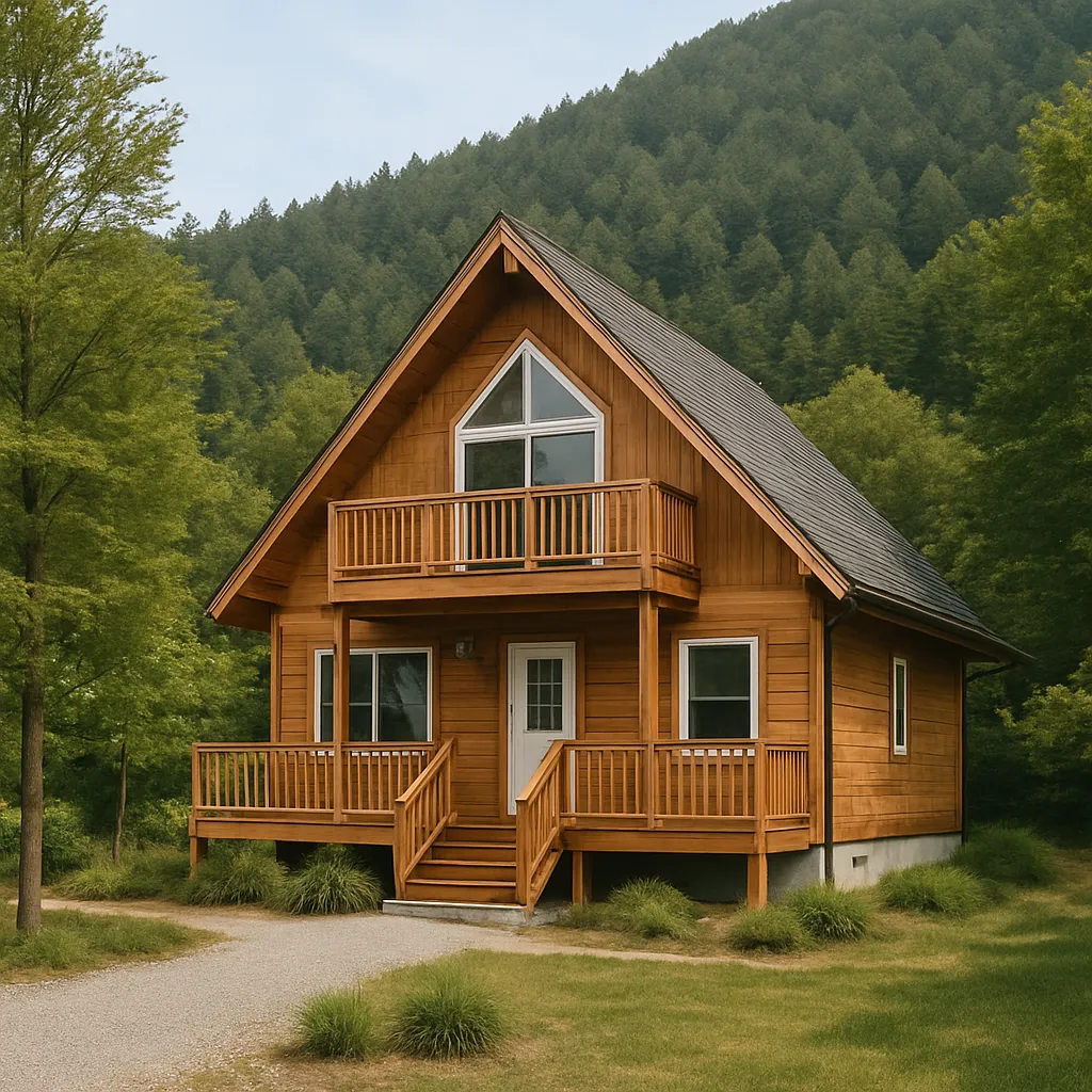 울창한 숲속에 자리한 감성 숙소의 전경