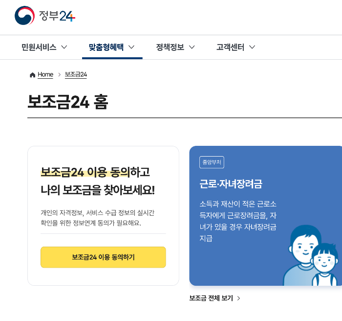 정부24 말고 보조금 24도 알고 계셨어요? 개인 맞춤 정부지원 검색 사이트
