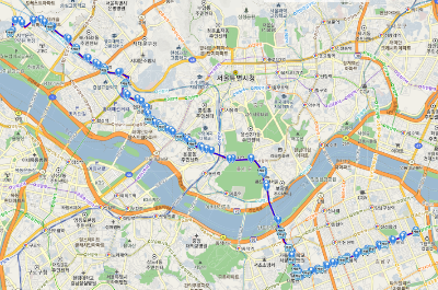 740번 버스 노선도