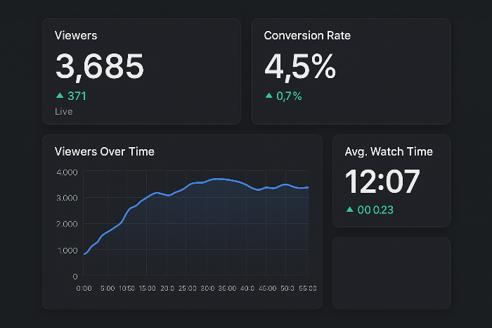 스트리밍 플랫폼 대시보드에 실시간 데이터 그래프가 표시된 장면