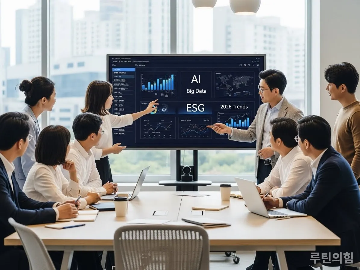 2026년 미래 유망 직업 트렌드를 논의하는 한국 직장인들