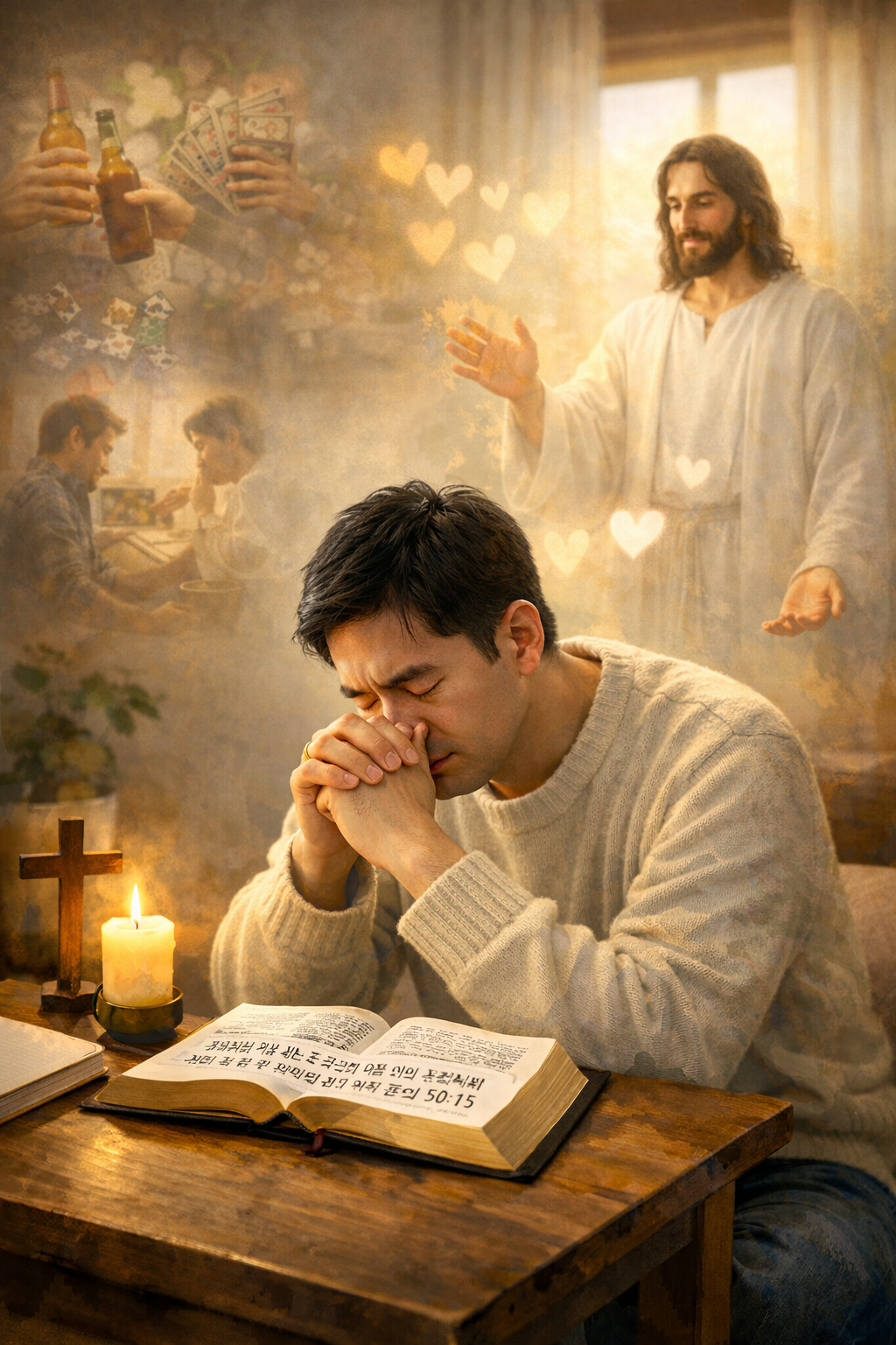 시 50:15 말씀에서 주님께 대한 진정한 경배는 제가 어려움에 있을 때&amp;#44; 마음이 곤고할 때 주님을 찾고 주님께 간구하는 것임을 보게 되었고&amp;#44; 저도 어렵고 곤고할 때 주님을 찾는 시도를 할 것이 적용되었습니다. 곤고할 때 세상으로 나아가는 것이 아니라 하나님을 찾는 시도를 할 것을 적용하는 기도와 묵상을 하는 모습입니다.