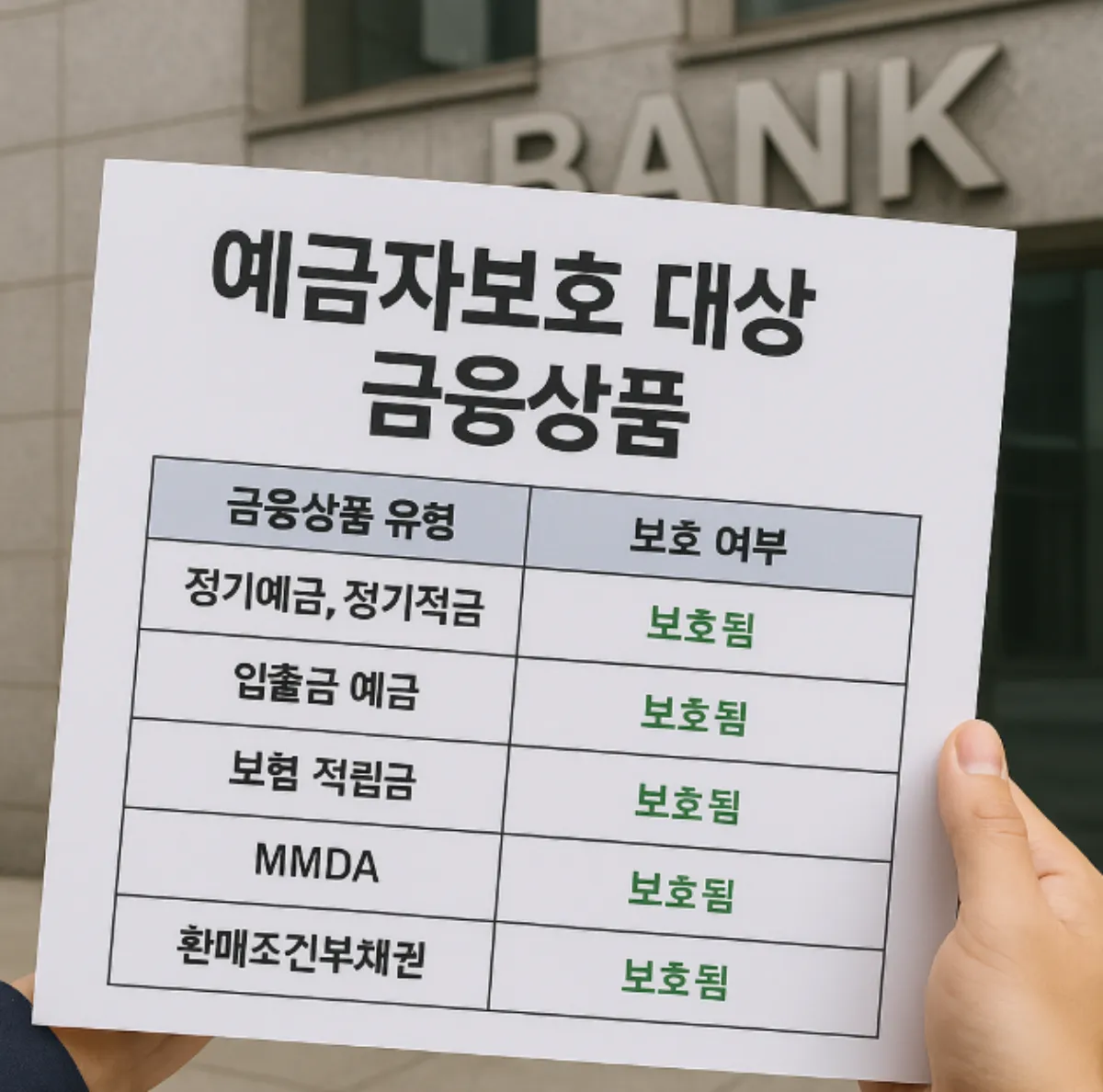 예금자보호되는 상품