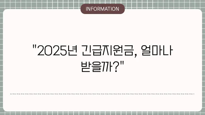 긴급생쓀지원금 금액: 2025년 지원 기준