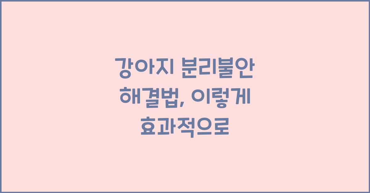 강아지 분리불안 해결법