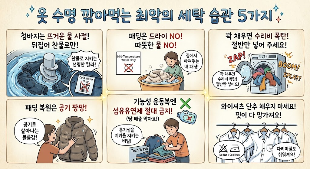 옷 수명 깎아먹는 최악의 세탁 습관 5가지
