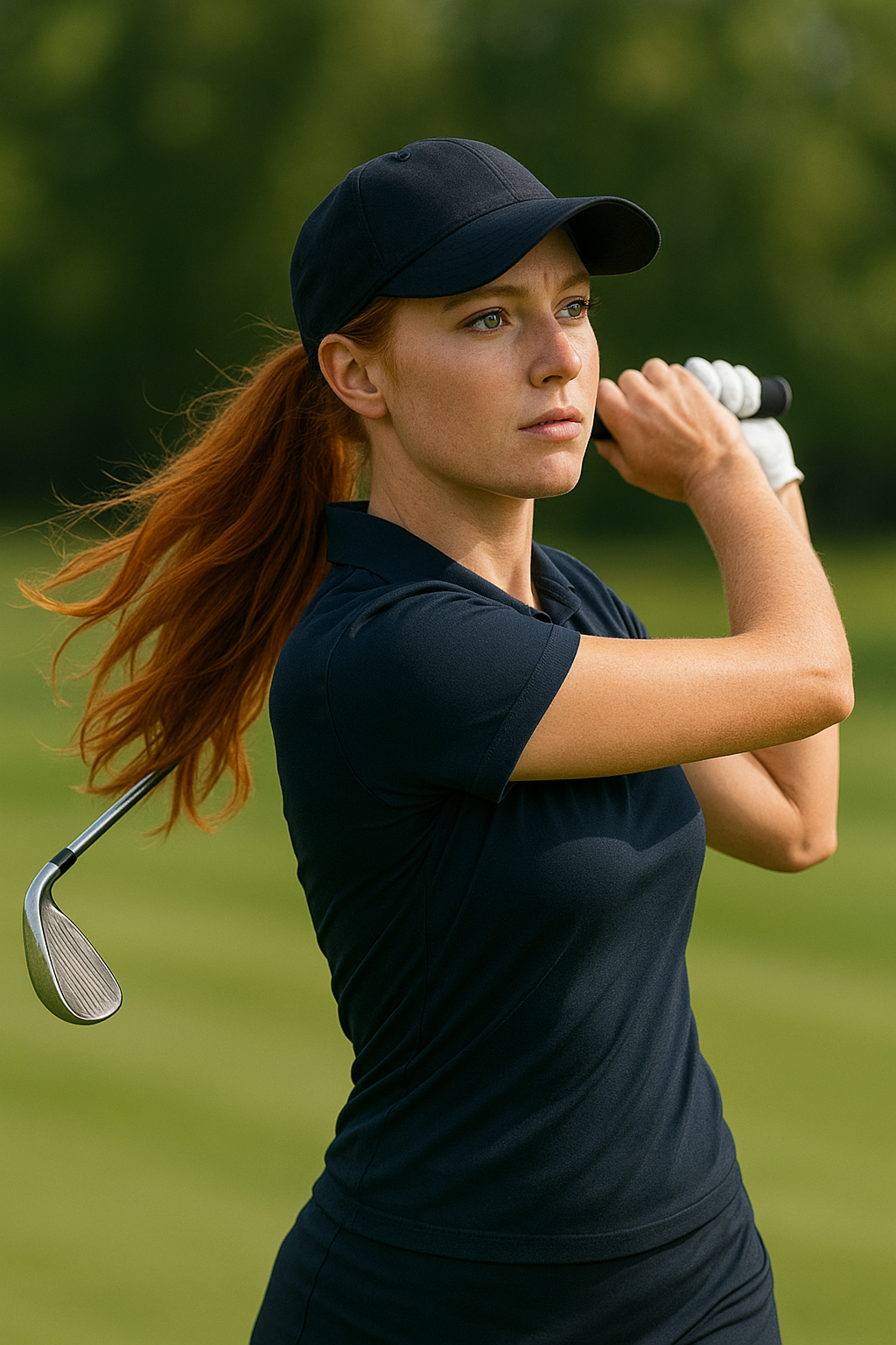 여자 프로 골퍼 정교한 웨지샷 하는 모습