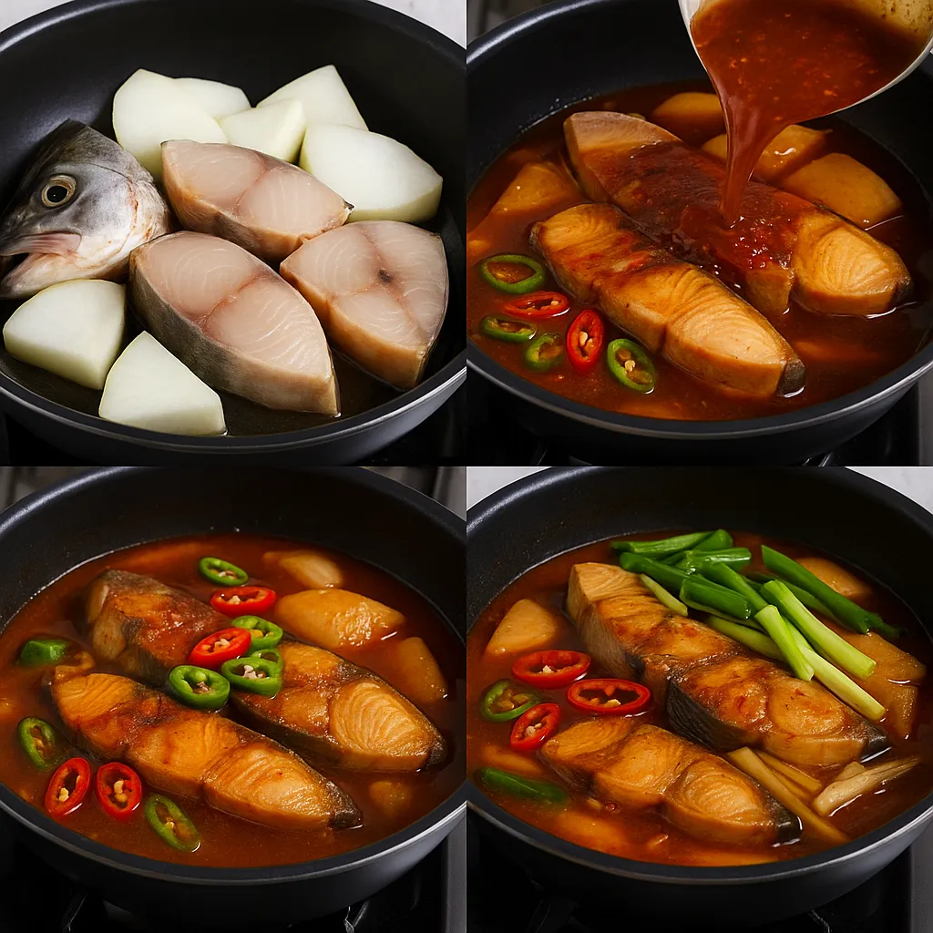 부시리 조림을 끓이는 과정 단계별 이미지