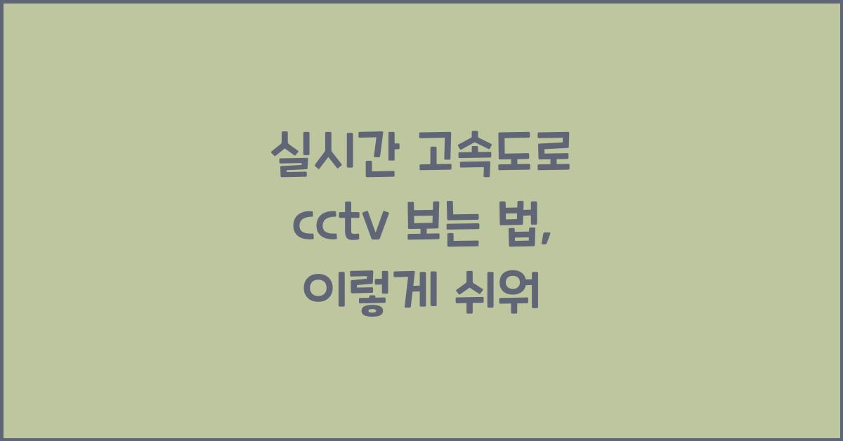 실시간 고속도로 cctv 보는 법