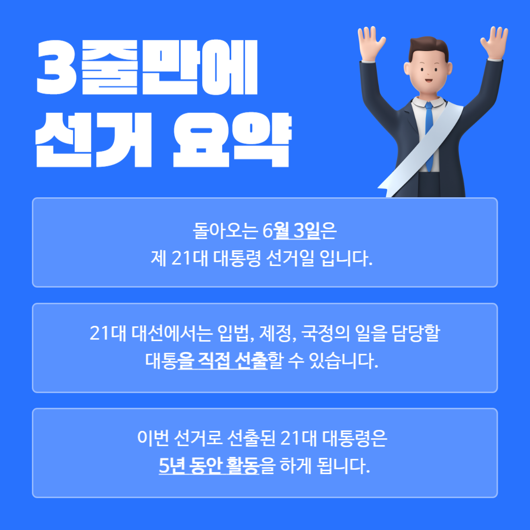 3줄에 확인할 수 있는 선거 요약 이미지