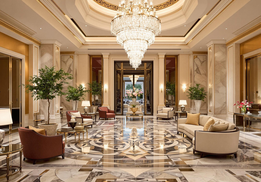 Luxurious lobby of the Beverly Wilshire Hotel 비벌리 윌셔 호텔 로비