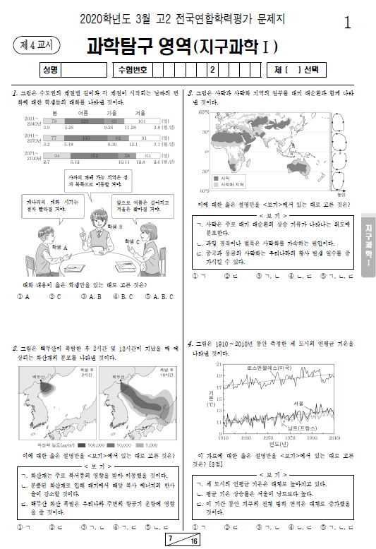 2020-3월-고2-모의고사-지구과학 1-기출문제-다운