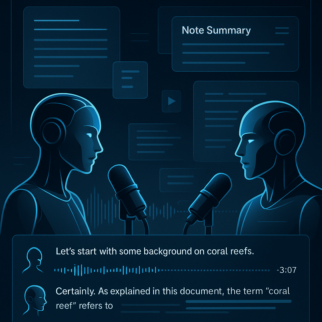 NotebookLM 오디오 개요 기능 - AI 팟캐스트 생성