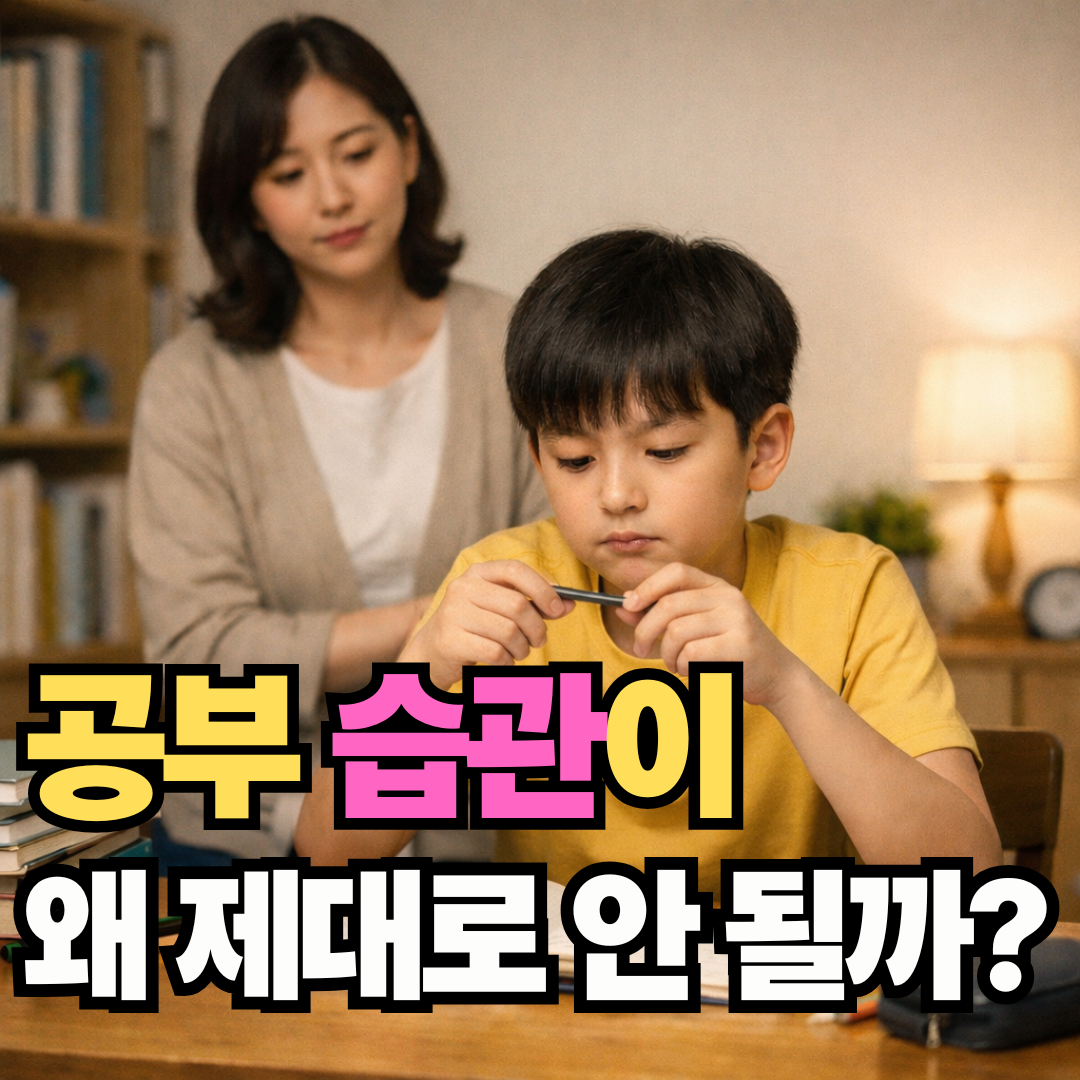 공부가 손에 잡히지 않는 학생과 이를 지켜보는 어머니