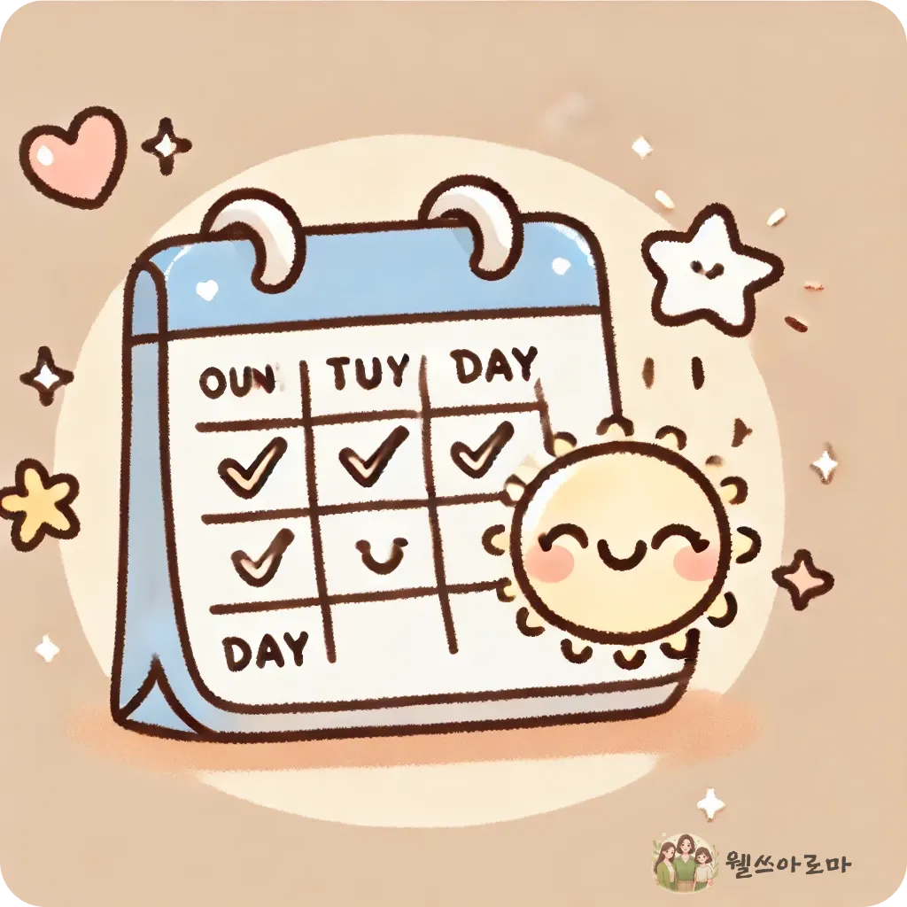 목표달성-달력그림-해달별하트-귀여운이미지